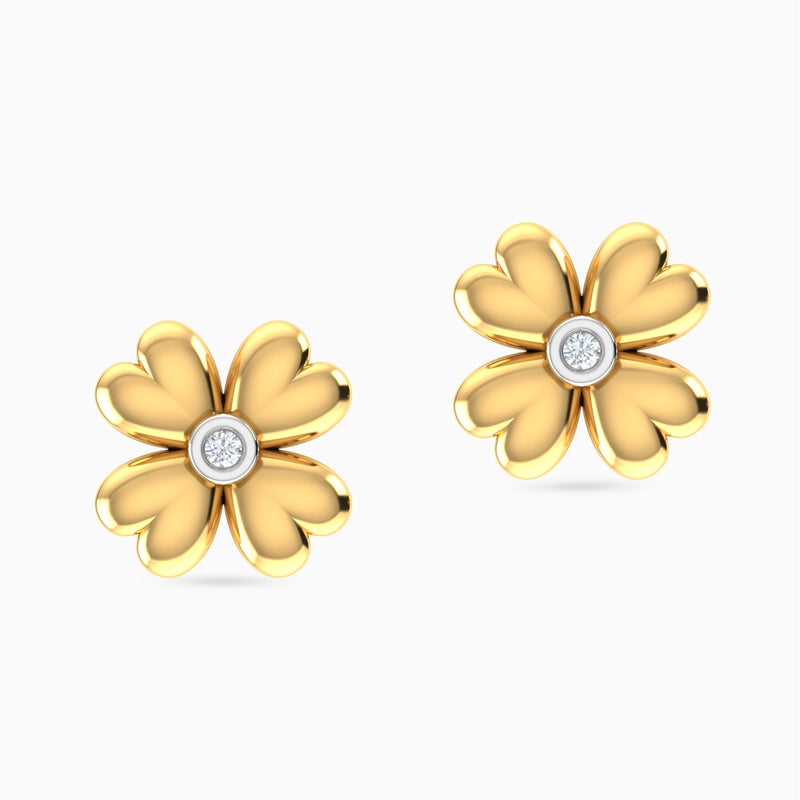 Miss L' by L'azurde Flower Diamonds Stud Earrings in 18K Gold - Image 3